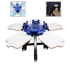 5 Color 5 Station Dual-Rotating Screen Printing Press Rack Height Adjustable