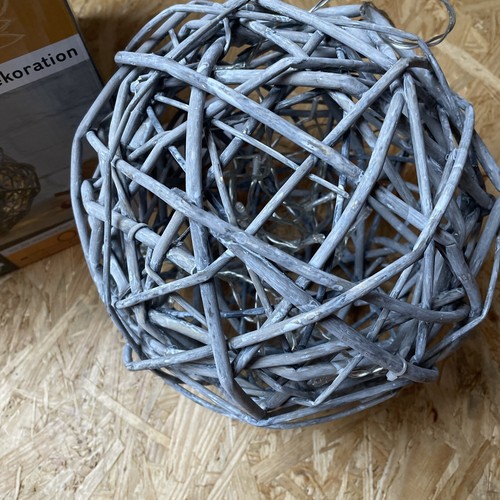 Casa Deco LED Weidenkugel Grau Durchmesser 25 cm Timer 30 LED Batterie Neu - Bild 3 von 4