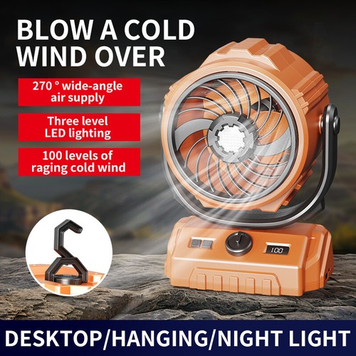 Portable Camping Fan 60000mAh USB Rechargeable Tent Fan w/ LED Lights Power Bank - Picture 5 of 16