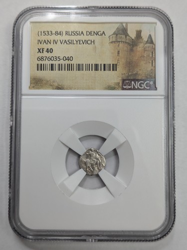 Ivan IV Vasilyevich The Terrible Russia NGC XF40 Silver Denga AD 1533-84 Tyrant - Picture 2 of 13