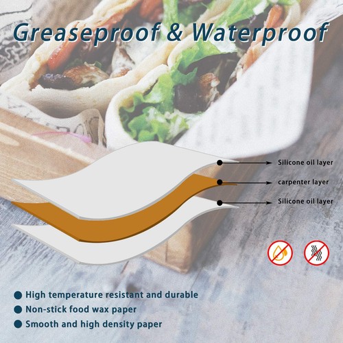 100Pcs Deli Wax Paper Sheets for Food, Basket Liners Food Picnic Paper Sheets... - Picture 3 of 7