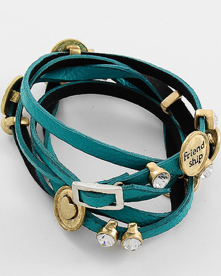 NEW Teal Leather Wrap Style BFF LOL Friendship Charm Bracelet