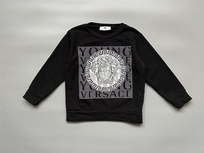 VERSACE Young Children's Black Sweatshirt with Large Logo Print