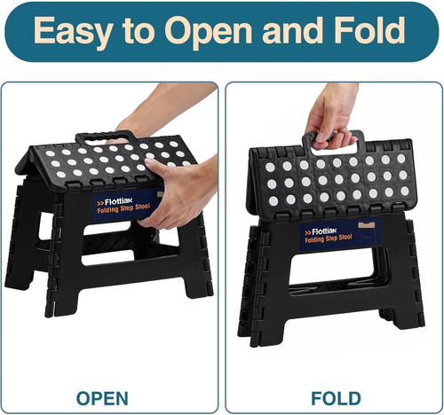 Taburete plegable de 9" para y niños con capacidad para 300 libras, taburetes plegables antideslizantes - Imagen 3 de 12