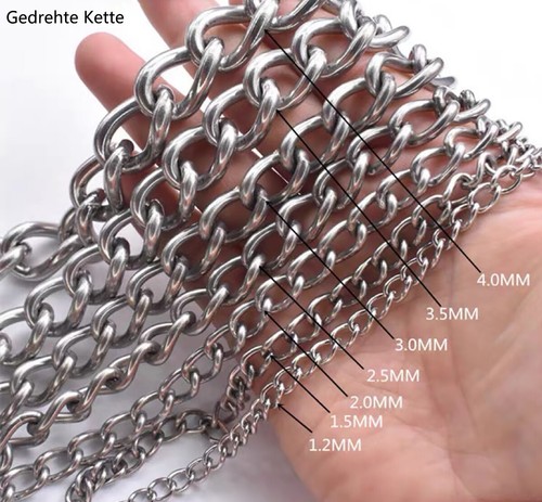 Edelstahlkette V2A 1,2-16mm Rundstahlkette Ankerkette Kette aus rostfreiem Stahl - Picture 11 of 14