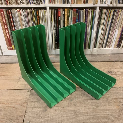 2xLP-Ständer Schallplattenständer Winkel L-Form 70er Jahre grün LPST8