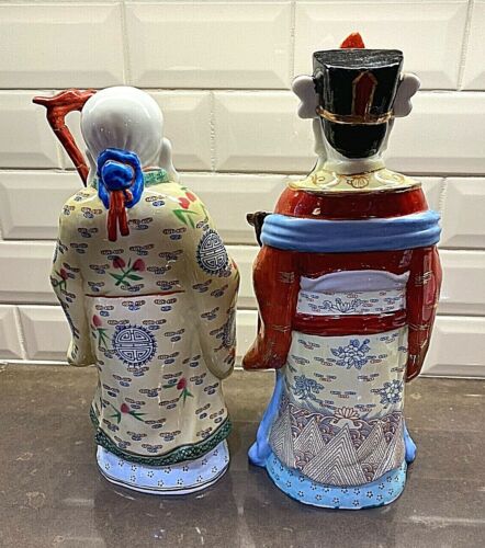 Vintage Hand Painted Ceramic Chinese Oriental LUK and Shou Lao - Picture 6 of 10