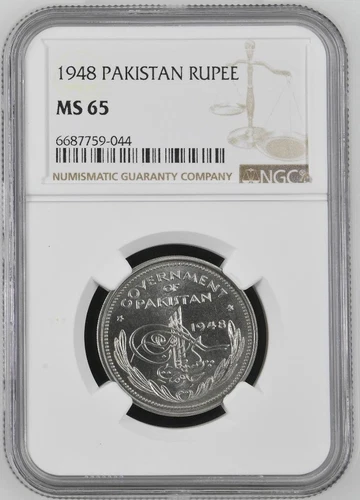 Pakistan 1 Rupee 1948 NGC MS 65
