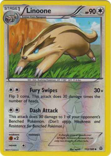 Linoone - 112/160 - Uncommon - Reverse Holo x1 - Lightly