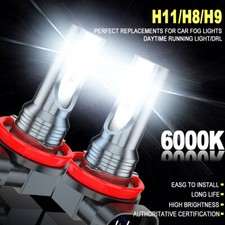 2X LED Fog Light Bulbs H8 H11 Fog Light Bulb White 6000K High Power DRL Lamps