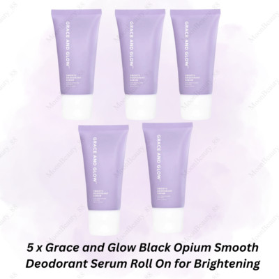 5 x Grace and Glow Black Opium Smooth Deodorant Serum Roll On for Brightening