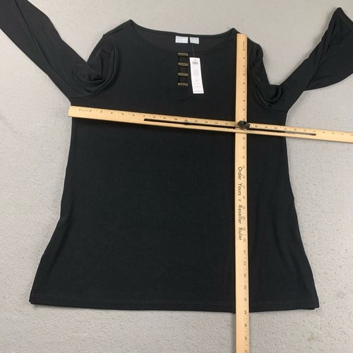 Chicos Top Womens 14 Black Knit 3/4 Sleeves Size 2 Embellished Tunic NWT - Picture 6 of 10