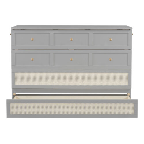 Queen Murphy Bed with Large Drawers,Gray - Picture 10 of 12