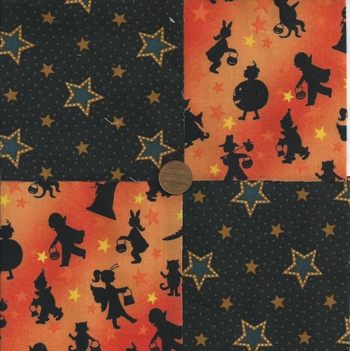 Halloween Trick or Treat on a Starry Night Cotton Novelty Fabric Squares sz1 - Picture 3 of 4