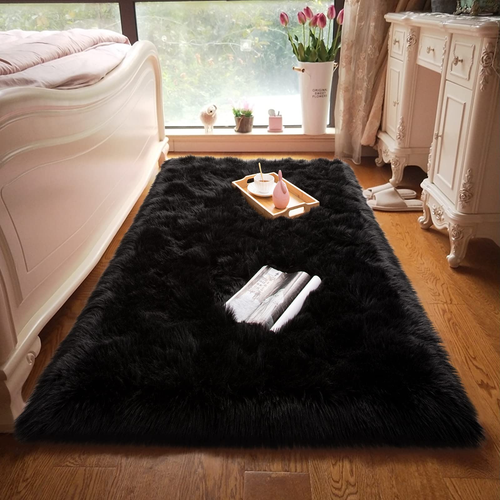 Rectangle Fluffy Faux Sheepskin Shag Area Rug Soft Carpet in Many Colors+ Sizes - Picture 3 of 83