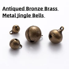 Antiqued Bronze Brass Metal Jingle Bells DIY Charms Craft 6mm To 25mm Bells