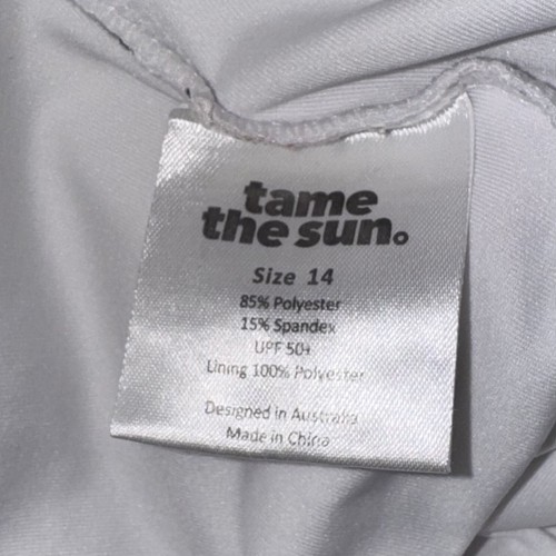 Tame The Sun Swimsuit Girls Sz 14 Long Sleeve Rash Guard Frills Zipper UPF+50 - Picture 2 of 4
