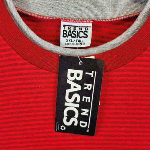 Vintage Trend Basics Shirt Herren XXLT Crimson Striped Knit Surf Skate Tee 90s NOS - Bild 3 von 9