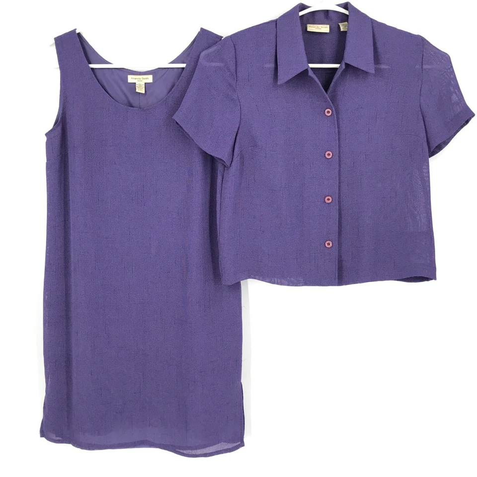 Conjunto de 12 suéteres sin mangas púrpura de vestir chaqueta blazer para mujer Amanda Smith Foto 3 de 4