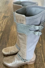 Cole Haan NikeAir D38290 Brown/Gray Leather Knee Riding Boots Buckle 6 B