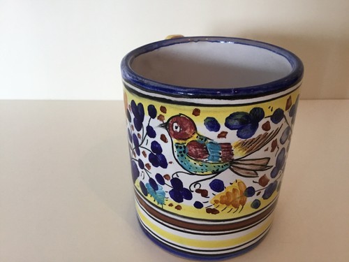 Deruta Pottery Italy Arabesco Blue with Bird Hand-Painted Coffee Mug - Picture 2 of 6