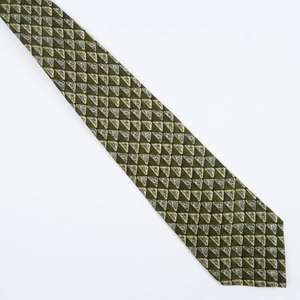 417 by Van Heusen Mens Neck Tie Green Abstract Geometric Pattern 57"x4" - Image 2 of 4