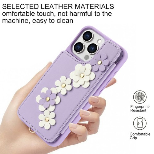 Blumen Crossbody Riemen Karten Halter Wallet Case für iPhone 16 Pro Max 15 14 13 12 - Bild 7 von 55