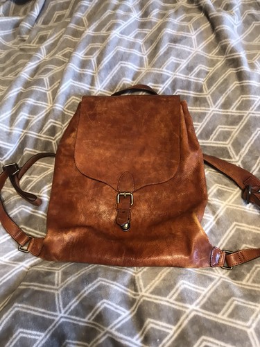 Cognac Leather Backpack Purse