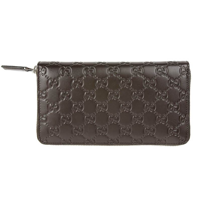 Gucci GG Large Dark Chocolate Brown Leather Zip Around