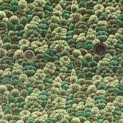 Green Trees Landscape Print 100%Craft Cotton Fabric for Crafting Quilting Sewing - Picture 3 of 15