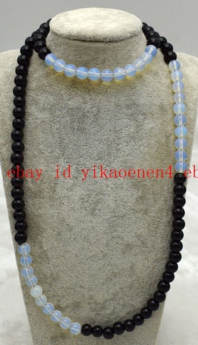 New Natural 6/8/10mm Black Agate & Multicolor Gemstone Round Beads Necklace 26in - Picture 32 of 174
