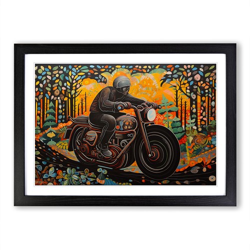 Motorbike Contemporary Framed Wall Art Poster Canvas Print Picture Home Painting - Picture 3 of 9