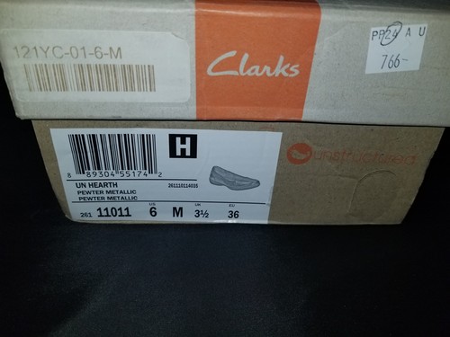NUEVO EN CAJA Clarks Un Hearth Peltre Color Metálico Planos Talla 6 Mediano EE. UU./3,5 REINO UNIDO NUEVO - Imagen 10 de 10