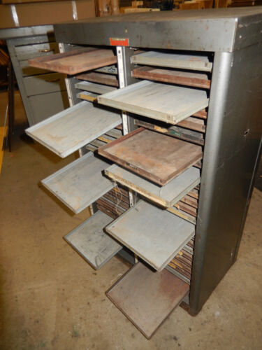 Hamilton Shallow 50 Flat Drawer Steel Unit collectable "Printers Type?" Can Ship - Picture 2 of 9