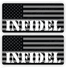 INFIDEL Black Ops American Flags Vinyl Hard Hat Stickers Decals / USA Distressed
