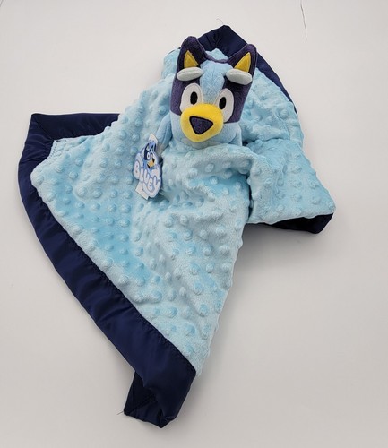 Lovey Blue Satinbindung Bluey Stofftier Plüsch Sicherheitsdecke für Kleinkinder, - Bild 4 von 9