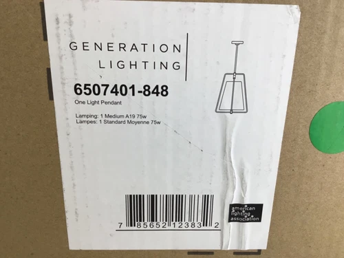 Generation Lighting 6507401–848 1-Light Satin Brass Pendant White Linen Shade - Picture 2 of 14