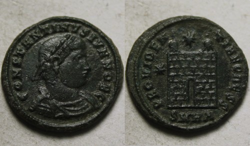 Constantine II as Caesar Rare genuine Ancient Roman coin Camp-gate star Heraclea - Picture 3 of 4