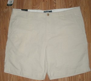 NEW-Chaps-sz-42-Seersucker-Flat-Front-Beige-Stripe-Golf-Casual-Shorts-9-034-inseam