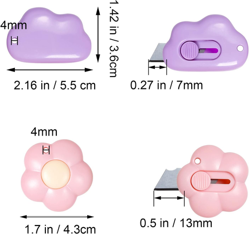 Fengek 18 Pcs Mini Retractable Utility Knife Cloud Flower Pocket Box Cutters Pla - Picture 2 of 12