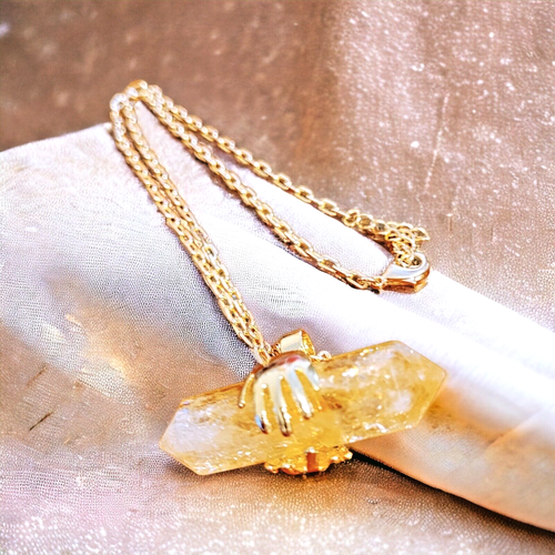Citrine Pendant Necklace 48.5 ctw Goldtone 18.5"-20.5" Holiday Casual Fnk15 * - Picture 6 of 6