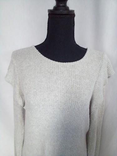 Lucky Brand womans long sleeve with ruffle gray sweater szLg - Picture 2 of 8