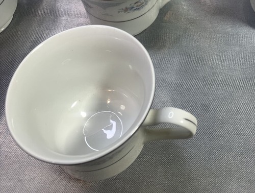 Ancienne tasse à thé Chine série saphir bleu avec bord platine par Silverie - Photo 3/4