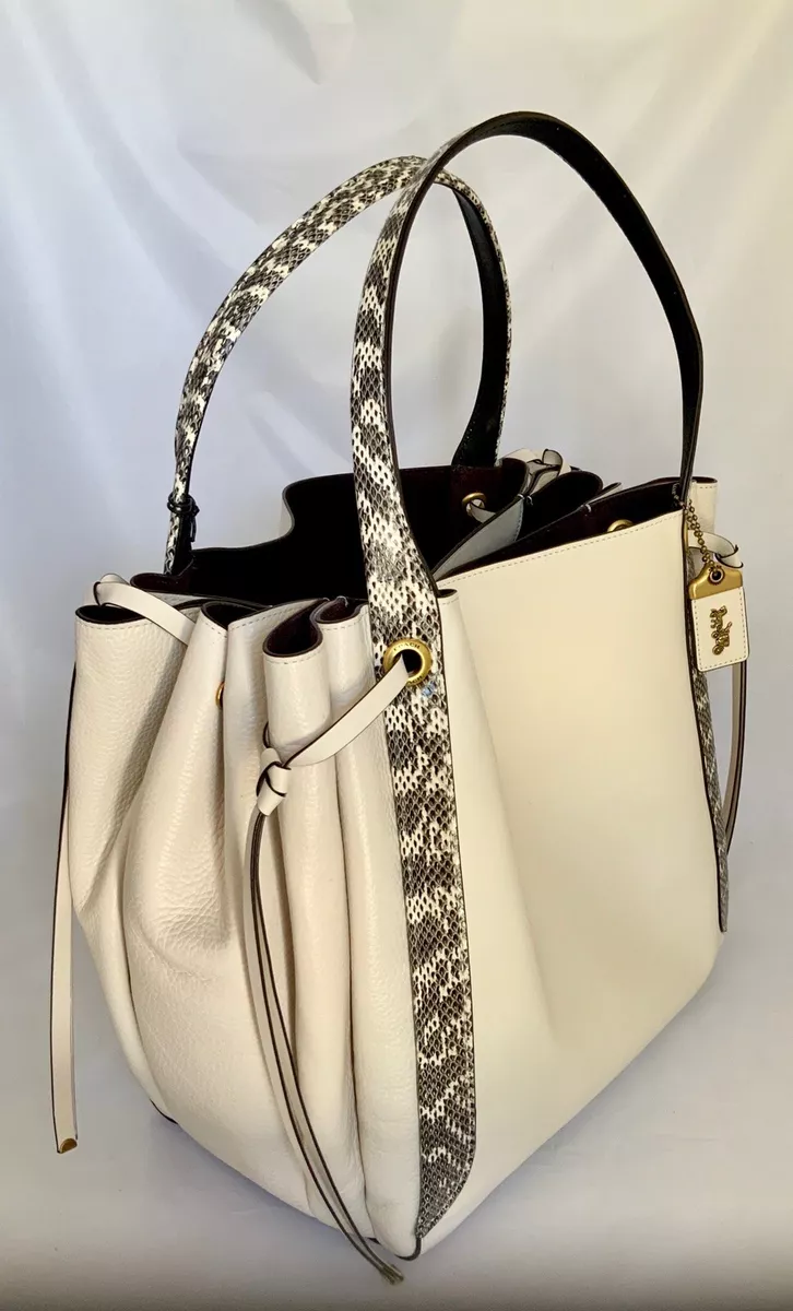 COACH 69074 Colorblock Snake Harmony Hobo 33 B4 Chalk Handbag Large See Note