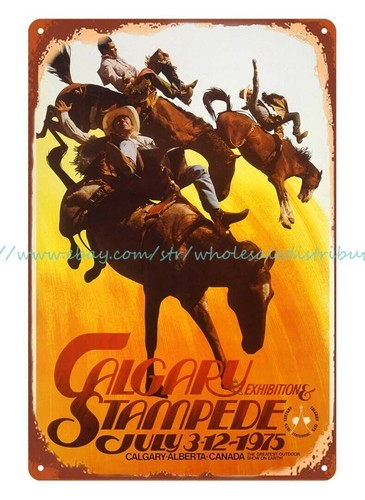 garage furniture ideas Calgary Stampede 1975 rodeo poster metal tin sign - Picture 2 of 4