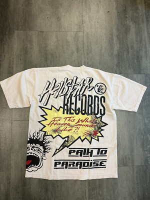 Hellstar Studios Records Short Sleeve Tee Shirt Cream small new | eBay