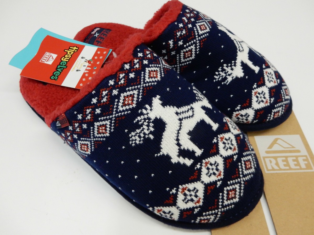 Reef Tipsy Elf Navy Santa Men Slippers 8/9 Reef Mens Tipsy Elves Slippers Christmas Unicorn M | eBay main image 2