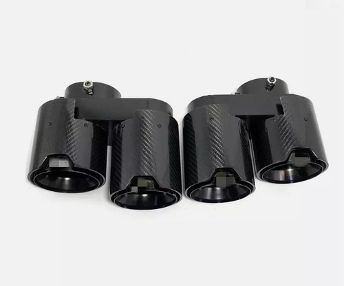 2x Quad Black Carbon Fiber Exhaust Tip For BMW G05 X5 G06 X6 G07 X7 2019+ Nozzle - Foto 2 di 6