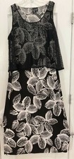 New Directions Womens Maxi Sheath Dress Size 1X Black White Floral Fish Net 220