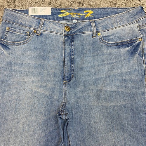 Seven 7 Jeans Damen 16 blau Denim Hochhaus Wochenende schmale Passform 36x30 Hose neu mit Etikett - Bild 6 von 24